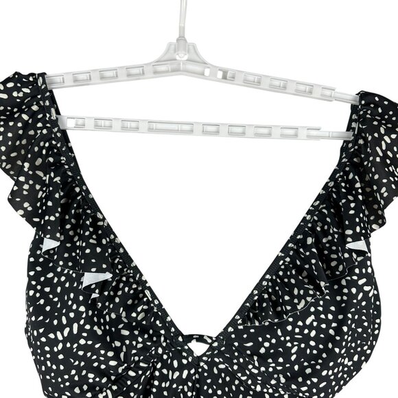 Pinkblush Womens Black & White Polka Dot Ruffled One-Piece Swimsuit Size L - Picture 3 of 7